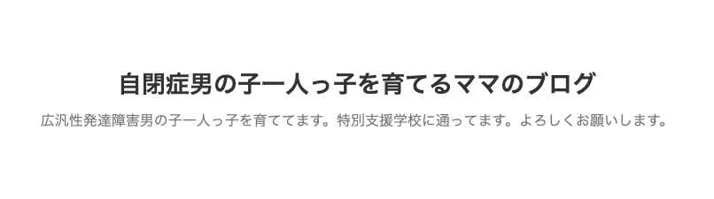 自閉症男の子一人っ子を育てるママのブログ